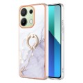 For Xiaomi Redmi Note 13 4G Global Electroplating Marble IMD TPU Phone Case with Ring Holder(White 0