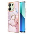 For Xiaomi Redmi Note 13 4G Global Electroplating Marble IMD TPU Phone Case with Ring Holder(Rose Go