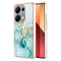 For Xiaomi Redmi Note 13 Pro 4G/Poco M6 Pro 4G Electroplating Marble IMD TPU Phone Case with Ring Ho