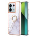 For Xiaomi Redmi Note 13 Pro 5G Global Electroplating Marble IMD TPU Phone Case with Ring Holder(Whi
