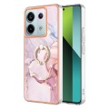 For Xiaomi Redmi Note 13 Pro 5G Global Electroplating Marble IMD TPU Phone Case with Ring Holder(Ros