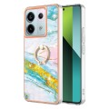 For Xiaomi Redmi Note 13 Pro 5G Global Electroplating Marble IMD TPU Phone Case with Ring Holder(Gre
