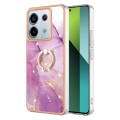 For Xiaomi Redmi Note 13 Pro 5G Global Electroplating Marble IMD TPU Phone Case with Ring Holder(Pu