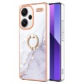 For Xiaomi Redmi Note 13 Pro+ 5G Electroplating Marble IMD TPU Phone Case with Ring Holder(White 006