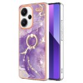 For Xiaomi Redmi Note 13 Pro+ 5G Electroplating Marble IMD TPU Phone Case with Ring Holder(Purple 00
