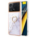 For Xiaomi Poco X6 Pro / Redmi K70E Electroplating Marble IMD TPU Phone Case with Ring Holder(White