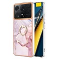 For Xiaomi Poco X6 Pro / Redmi K70E Electroplating Marble IMD TPU Phone Case with Ring Holder(Rose G