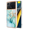 For Xiaomi Poco X6 Pro / Redmi K70E Electroplating Marble IMD TPU Phone Case with Ring Holder(Green