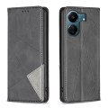 For Xiaomi Redmi 13C Rhombus Texture Magnetic Leather Phone Case(Black)