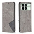 For Xiaomi Redmi K70 / K70 Pro Rhombus Texture Magnetic Leather Phone Case(Grey)