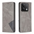 For Xiaomi Redmi Note 13 4G Global Rhombus Texture Magnetic Leather Phone Case(Grey)