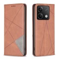 For Xiaomi Redmi Note 13 4G Global Rhombus Texture Magnetic Leather Phone Case(Brown)