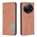 For Xiaomi Redmi A3 Rhombus Texture Magnetic Leather Phone Case(Brown)