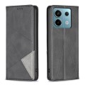 For Xiaomi Poco M6 Pro 4G Rhombus Texture Magnetic Leather Phone Case(Black)