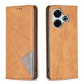 For Xiaomi Poco M6 4G / Redmi 13 4G Rhombus Texture Magnetic Leather Phone Case(Yellow)