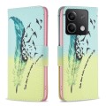 For Xiaomi Redmi Note 13 4G Global Colored Drawing Pattern Leather Phone Case(Feather)
