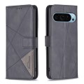 For Google Pixel 9 Pro Magnetic Buckle Rhombus Texture Leather Phone Case(Black)