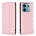 For Xiaomi Poco M6 Pro 4G Diamond Lattice Magnetic Leather Flip Phone Case(Pink)