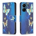 For Xiaomi Redmi 13C Colored Drawing Pattern Leather Phone Case(Gold Butterfly)