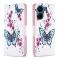 For Xiaomi Redmi 13C Colored Drawing Pattern Leather Phone Case(Flowers Butterfly)