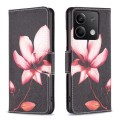 For Xiaomi Redmi Note 13 4G Global Colored Drawing Pattern Leather Phone Case(Lotus)