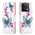 For Xiaomi Redmi Note 13 4G Global Colored Drawing Pattern Leather Phone Case(Flowers Butterfly)