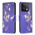 For Xiaomi Redmi Note 13 4G Global Colored Drawing Pattern Leather Phone Case(Purple Butterfly)