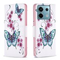 For Xiaomi Redmi Note 13 Pro 4G Global Colored Drawing Pattern Leather Phone Case(Flowers Butterfly)