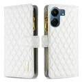 For Xiaomi Redmi 13C Diamond Lattice Zipper Wallet Leather Flip Phone Case(White)