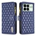 For Xiaomi Redmi K70 / K70 Pro Diamond Lattice Zipper Wallet Leather Flip Phone Case(Blue)