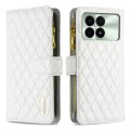 For Xiaomi Redmi K70 / K70 Pro Diamond Lattice Zipper Wallet Leather Flip Phone Case(White)