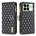 For Xiaomi Redmi K70 / K70 Pro Diamond Lattice Zipper Wallet Leather Flip Phone Case(Black)