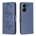 For Xiaomi Redmi 13C Two Butterflies Embossing Leather Phone Case(Blue)