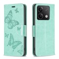 For Xiaomi Redmi Note 13 4G Global Two Butterflies Embossing Leather Phone Case(Green)