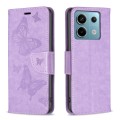 For Xiaomi Redmi Note 13 Pro 4G Global Two Butterflies Embossing Leather Phone Case(Purple)