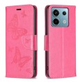 For Xiaomi Poco M6 Pro 4G Two Butterflies Embossing Leather Phone Case(Rose Red)