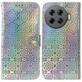 For Tecno Spark 20 Pro+ 4G Colorful Magnetic Buckle Leather Phone Case(Silver)