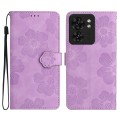 For Motorola Edge 40 Flower Embossing Pattern Leather Phone Case(Purple)