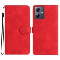 For Motorola Moto G14 4G Flower Embossing Pattern Leather Phone Case(Red)