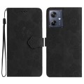 For Motorola Moto G14 4G Flower Embossing Pattern Leather Phone Case(Black)