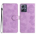 For Motorola Moto G54 5G Flower Embossing Pattern Leather Phone Case(Purple)