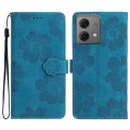 For Motorola Moto G84 5G Flower Embossing Pattern Leather Phone Case(Blue)