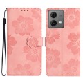For Motorola Moto G84 5G Flower Embossing Pattern Leather Phone Case(Pink)