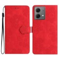 For Motorola Moto G84 5G Flower Embossing Pattern Leather Phone Case(Red)