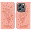For Infinix Hot 40 / 40 Pro Butterfly Rose Embossed Leather Phone Case(Pink)