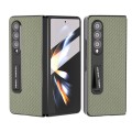 For Samsung Galaxy Z Fold3 5G Carbon Fiber Texture Integrated Protective Phone Case with Holder(Gree