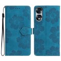 For Honor 70 Flower Embossing Pattern Leather Phone Case(Blue)