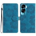 For Honor 90 Lite Flower Embossing Pattern Leather Phone Case(Blue)