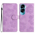 For Honor 90 Lite Flower Embossing Pattern Leather Phone Case(Purple)