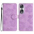 For Honor 90 Flower Embossing Pattern Leather Phone Case(Purple)